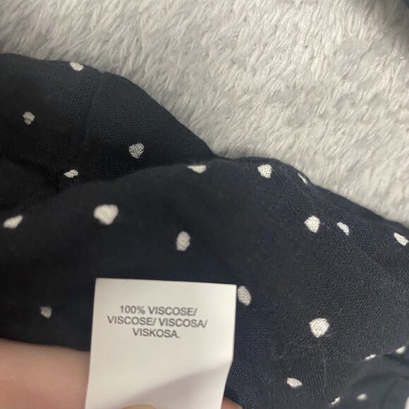 Lucky Brand Shirt Womens Small Black Polka Dot Popover Button Tie Waist - Picture 5 of 7